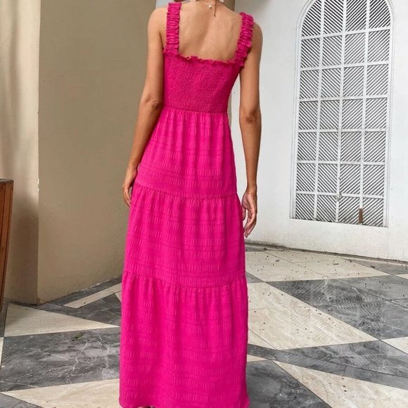 Pink Ruffle Hem Maxi Dress - Picture 5 of 6